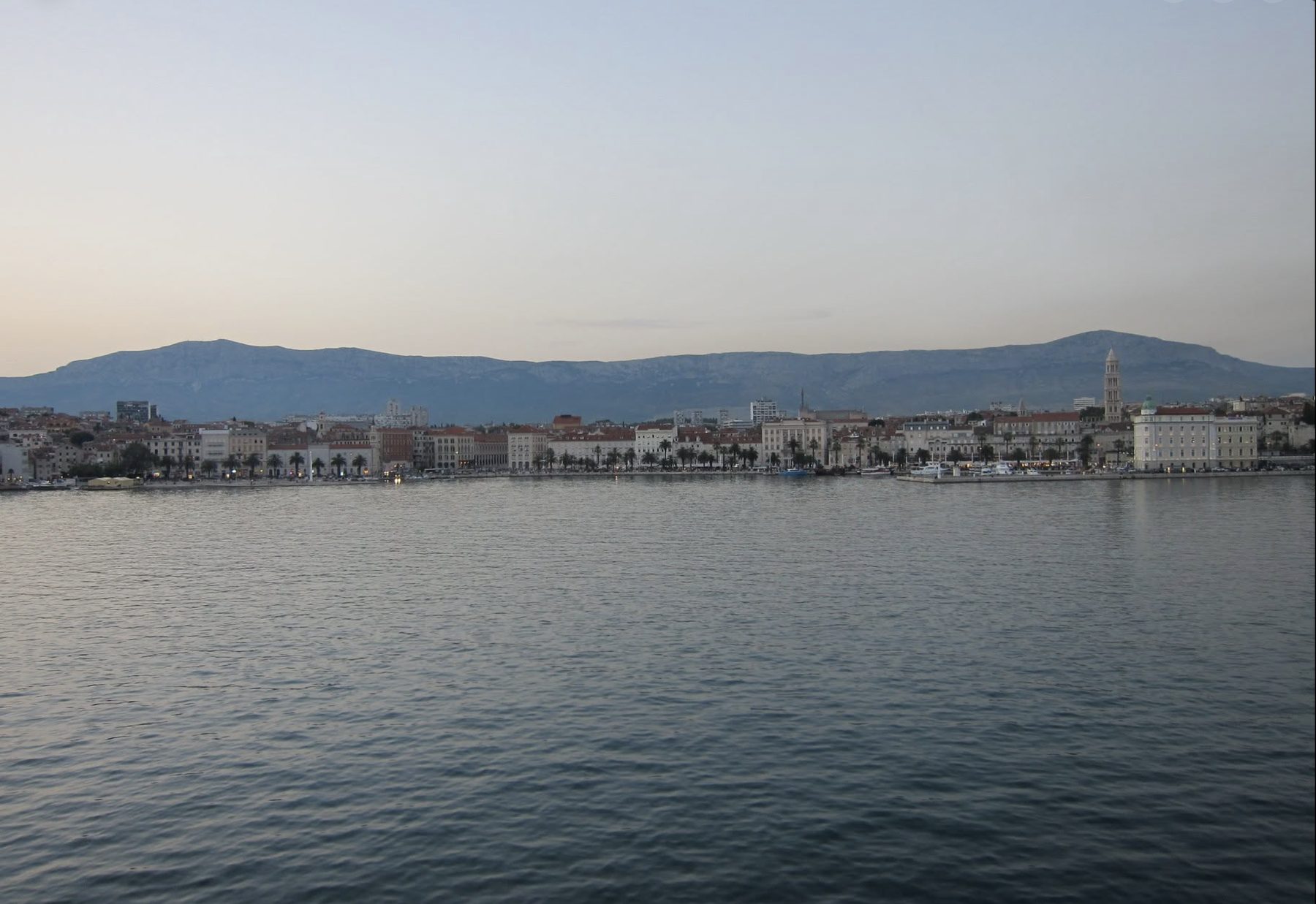 The Split, Croatia waterfront skyline at dusk